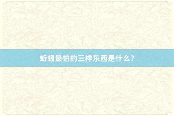 蚯蚓最怕的三样东西是什么？