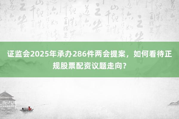 证监会2025年承办286件两会提案，如何看待正规股票配资议题走向？
