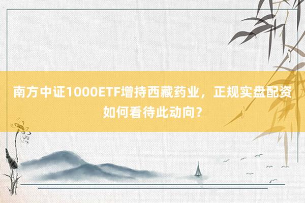 南方中证1000ETF增持西藏药业，正规实盘配资如何看待此动向？
