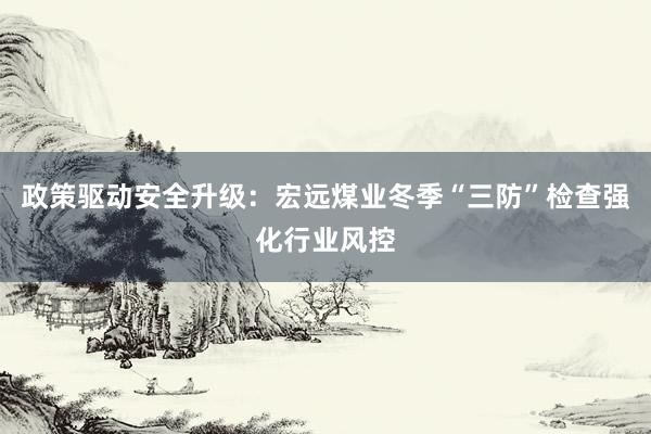 政策驱动安全升级：宏远煤业冬季“三防”检查强化行业风控