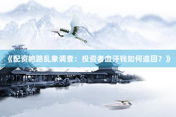 《配资跑路乱象调查:投资者血汗钱如何追回?》