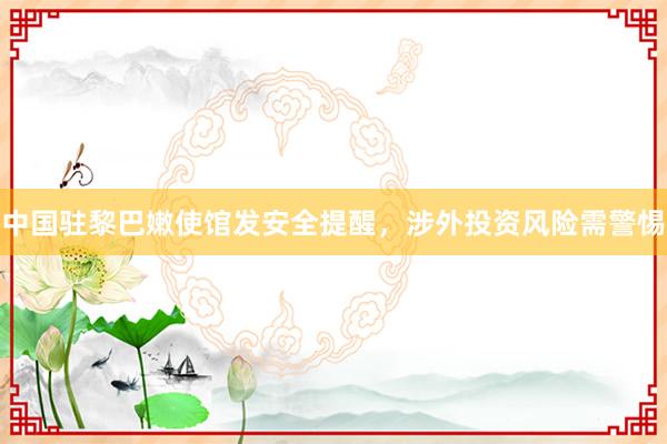 中国驻黎巴嫩使馆发安全提醒，涉外投资风险需警惕