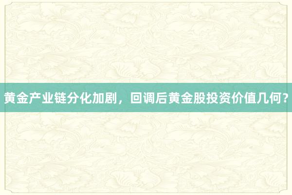 黄金产业链分化加剧，回调后黄金股投资价值几何？