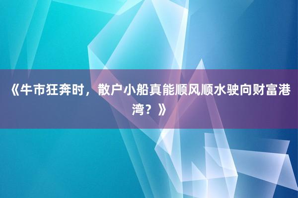 《牛市狂奔时，散户小船真能顺风顺水驶向财富港湾？》