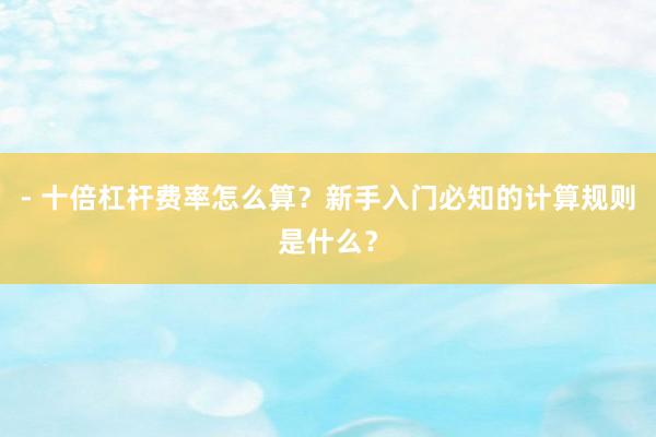 - 十倍杠杆费率怎么算？新手入门必知的计算规则是什么？