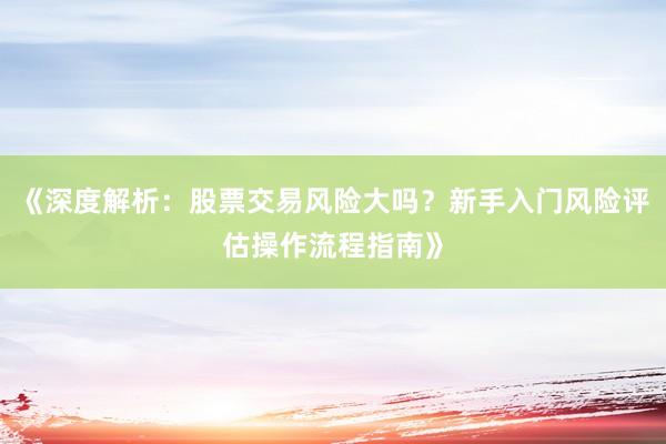 《深度解析：股票交易风险大吗？新手入门风险评估操作流程指南》
