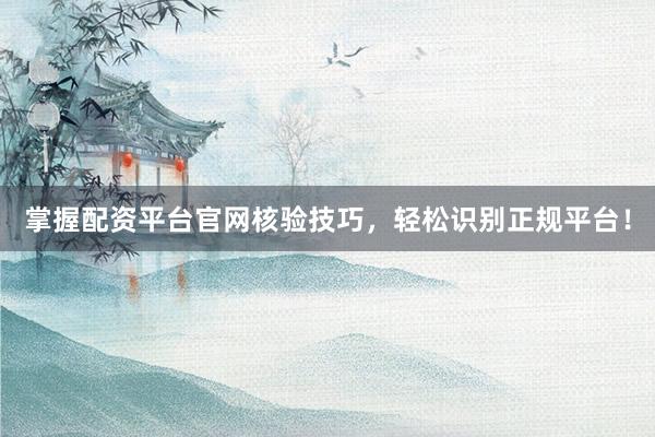 掌握配资平台官网核验技巧，轻松识别正规平台！